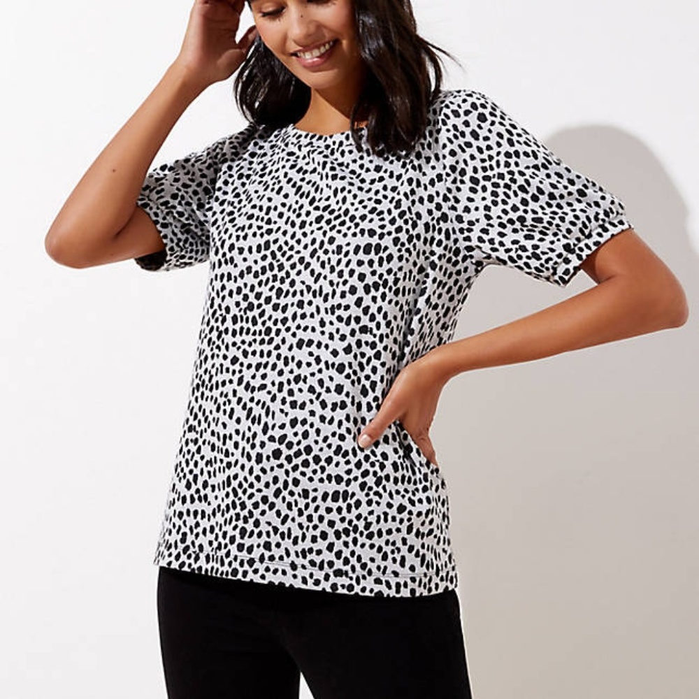 Cheetah Print Textured Puff Sleeve Top